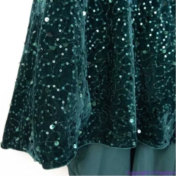 New! MORGAN & CO Green Sequined‎ Hi-lo Velvet Fit + Flare Dress , 18W - Picture 10 of 16